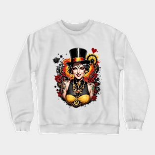 Steampunk Gothic Bohemian girl retro vintage floral poster Crewneck Sweatshirt